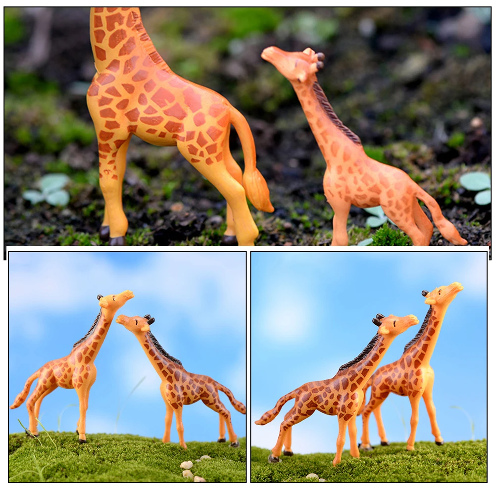 

2 Pcs Moss Terrarium Decor Resin Giraffe Miniature Figurines Desktop Garden Landscape nament Lawn Animal Statues Outdoor