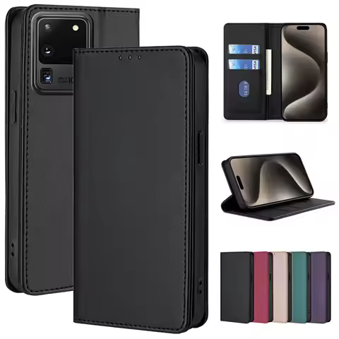 Flip Leather Protective Cases For Samsung Galaxy S24 S23 S22 S21 S20 S10E S9 FE Lite Ultra Plus 4G 5G Cover Magnetic Phone Bags