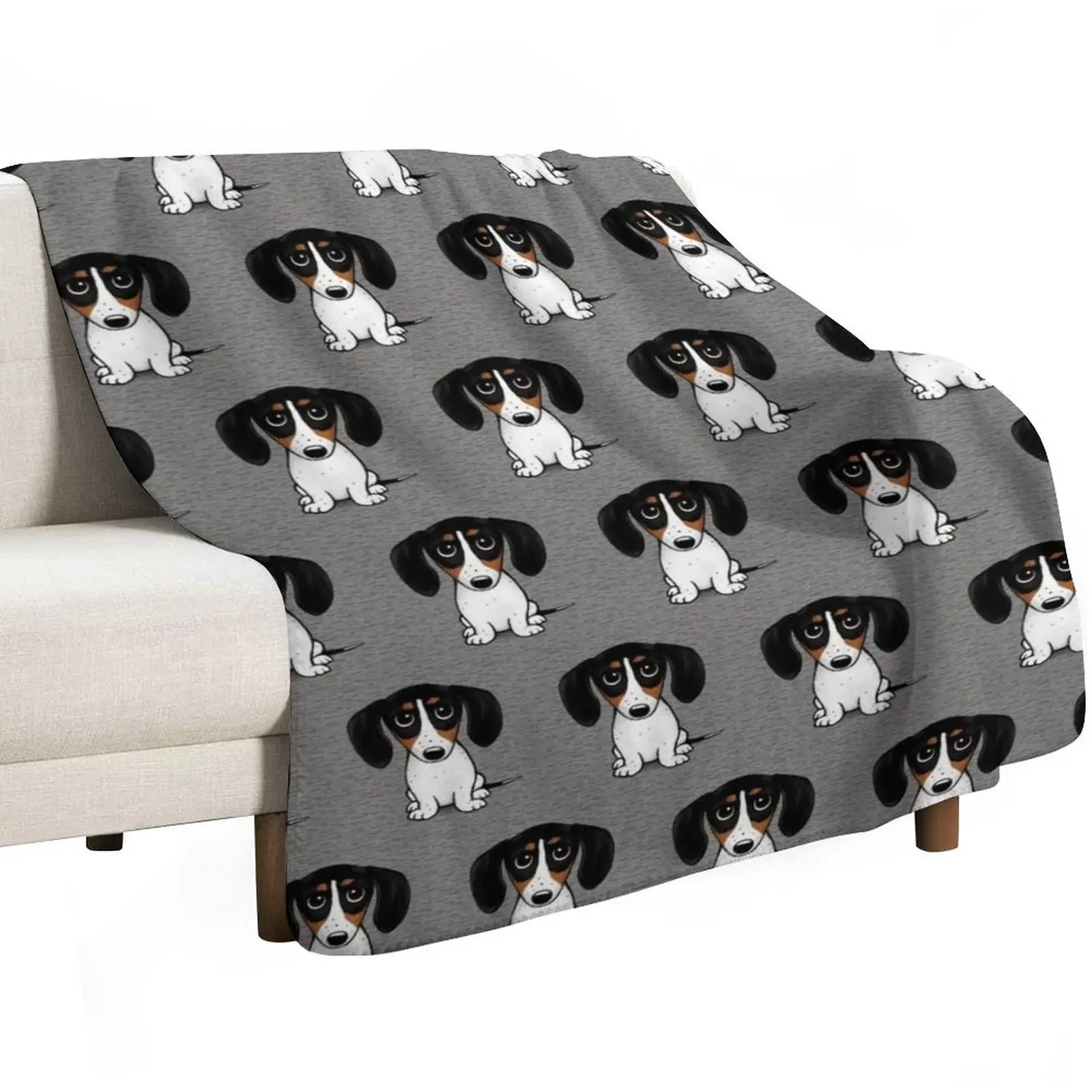 Piebald Dachshund | Cute Black, Tan and White Wiener Dog Throw Blanket Reusable Durable Soft Blanket for All Seasons