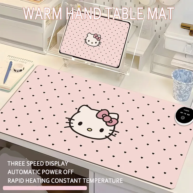 Kitty Kawaii XL Waterproof Heating Mouse Pad Three-Temperature Control Winter Office Computer Desk Keyboard Large Game Mouse pad