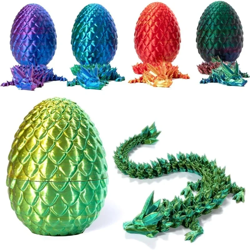 3D Printed Crystal Dragon Egg Full Body Joints That Can Move Dragon Spinner Articulated Dragon Toy Decompression Creative Toys