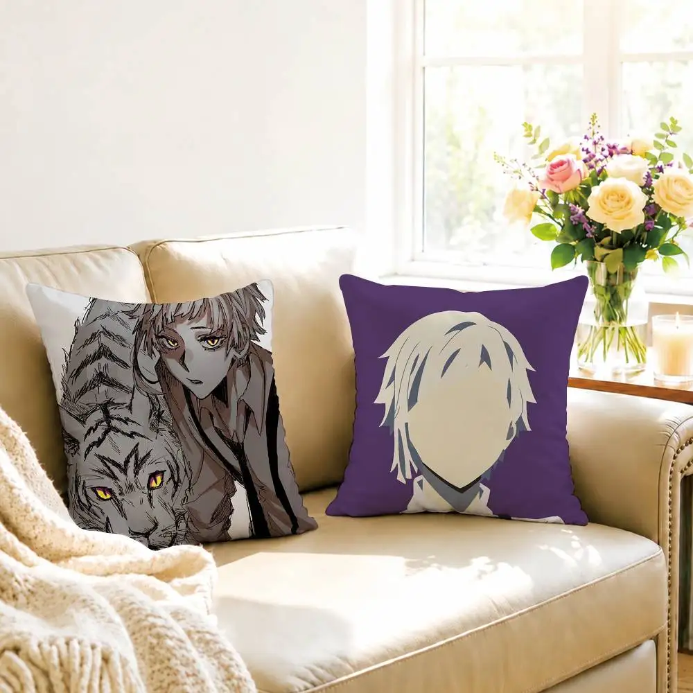 Bungo Stray Dogs Atsushi Nakajima Square Double-Sided printed Pillow Case Bedroom Bedside Pillow Sofa Cushion Cover Gift