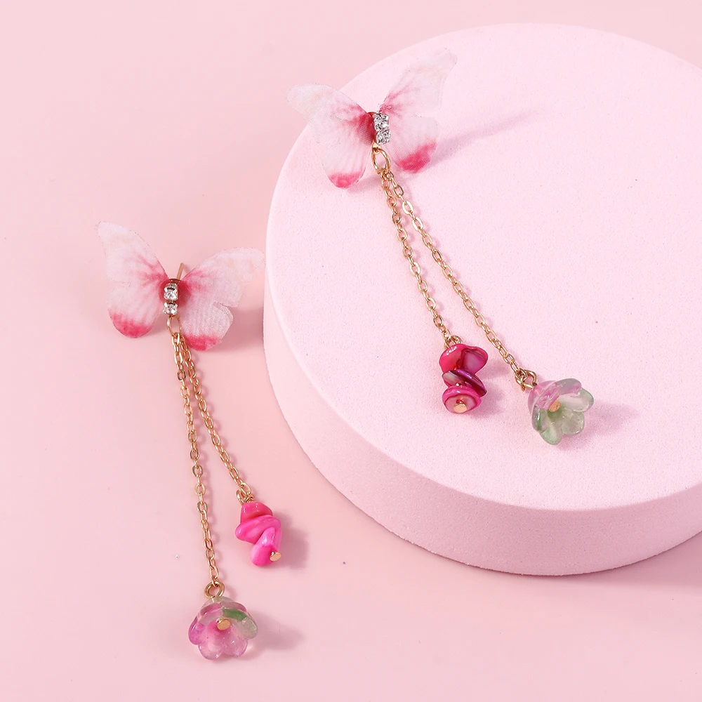 Aihua Original Design Chic Rosa Blume Schmetterling Baumeln Ohrringe für Frauen Trendy Stud Ohrring Hochzeit Schmuck Geschenke – Detail 8