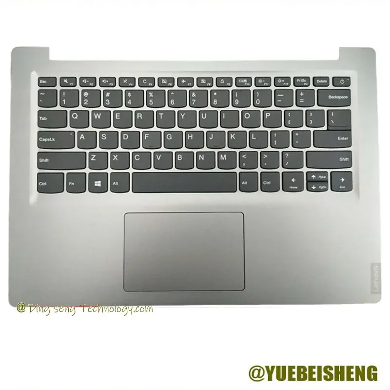 

YUEBEISHENG 96%New for Lenovo 14" ideapad S145-14 S145-14IWL palmrest US keyboard Upper cover Touchpad 2019Y,Silver