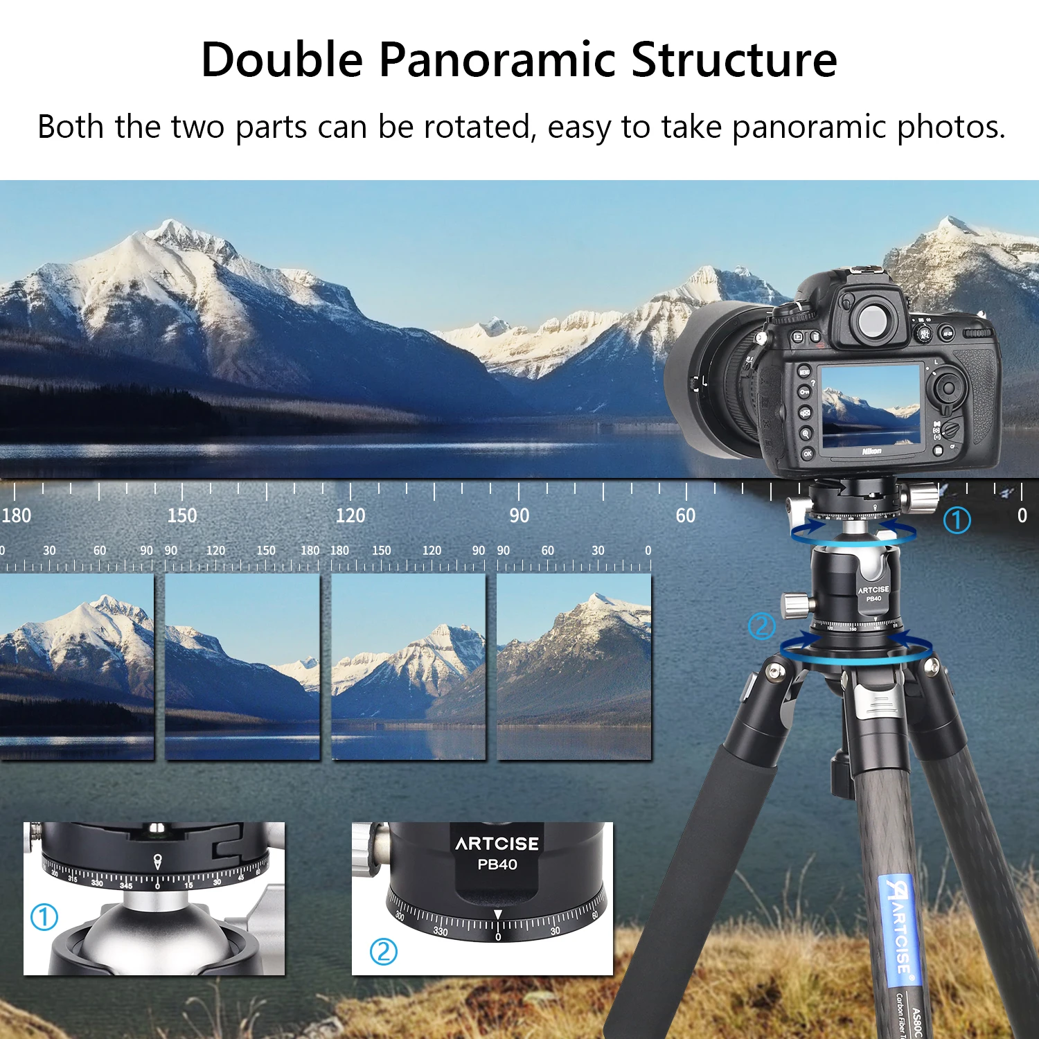 ARTCISE PB35/PB40 adaptor dudukan Tripod Ballhead 35/40mm adaptor kepala bola besar dengan pelat rilis cepat 1/4 inci sekrup isi 20kg