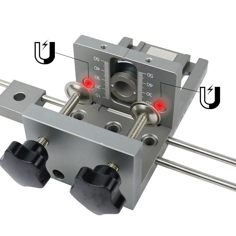 3 In 1 Woodworking Dowel Drilling Jig for Straight Hole and Panel Connection with Guide Bush Locating Pin Heavy Duty Durable