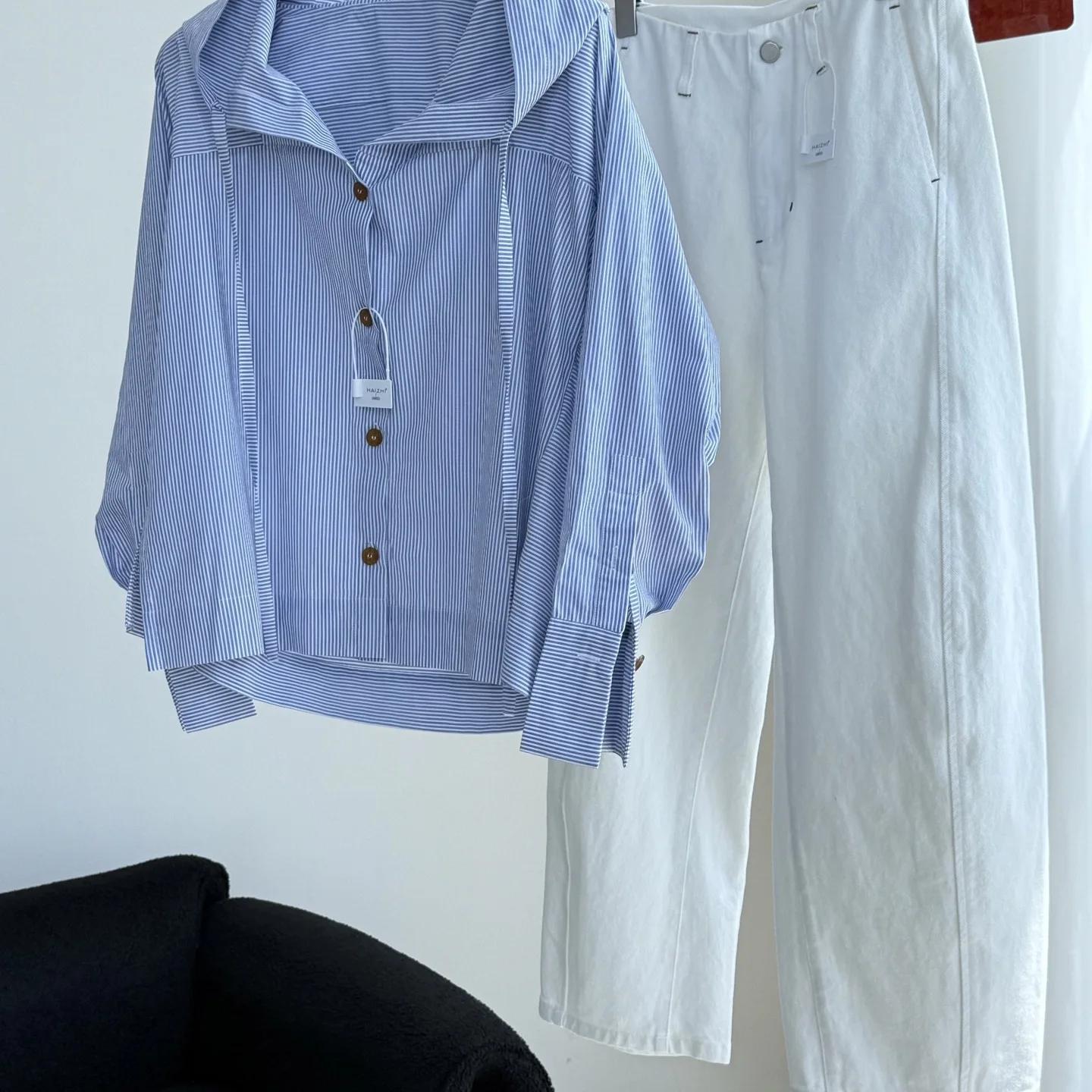 

Свободная женская рубашка в повседневном стиле с капюшоном и полосатым узором True Zimu 1000, удобная, с длинными рукавами, осенняя мода