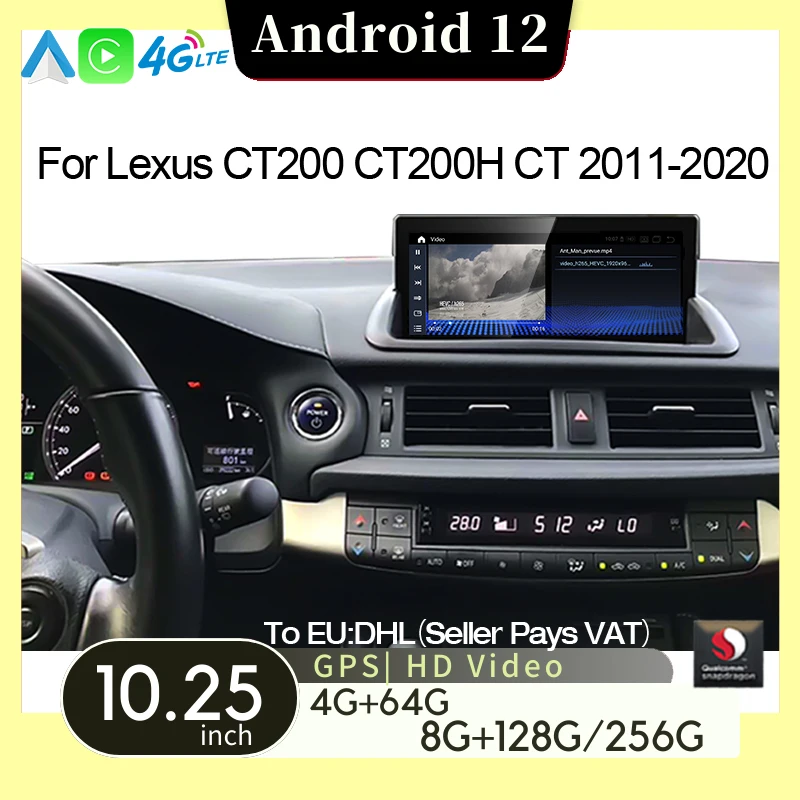 

Qualcomm Car DVD Player GPS Navi For Lexus CT CT200 CT200h 2011 - 2020 10.25 Inch Android 13 Multimedia CarPlay Autoradio Stereo