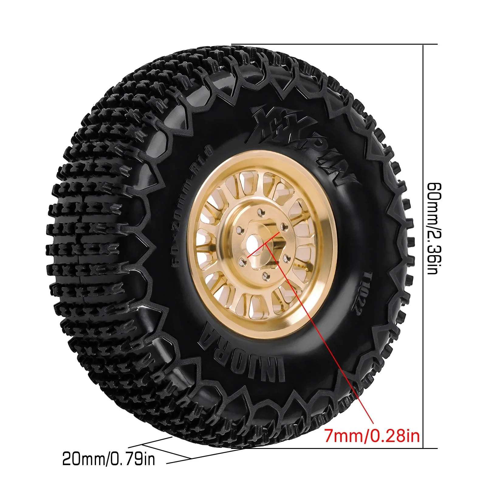 Opony pinowe INJORA 1.0 XHX z mosiężnymi kółkami 1.0 Plus do gąsienic RC 1/18 1/24