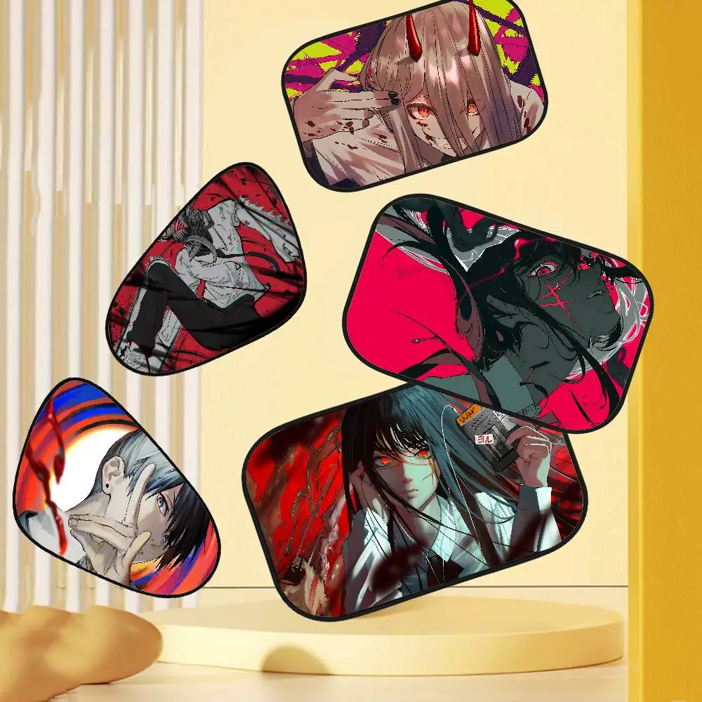 C-Chainsaw Man Japanese Anime Car Sun Shade UV Protection Electrostatic Adsorption Window Sunshade Kids Universal Auto Curtain