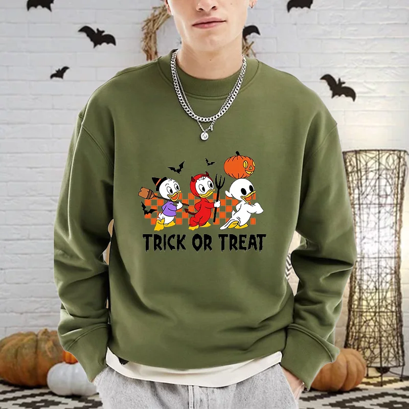 Fall Men's New Arrival Halloween TRICK OR TREAT Sweatshirt Outdoor Streetwear Long-Sleeve Crewneck Pullover Top Men's Apparel