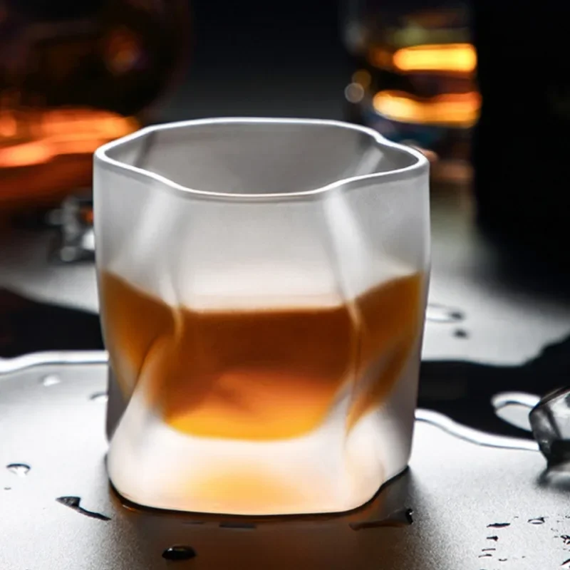 Wine Glass Japanese Style Creative Twist Pattern Whiskey Glass Mugs Cocktail Glass Household Drinking Tea Cups Modern Beer Glass