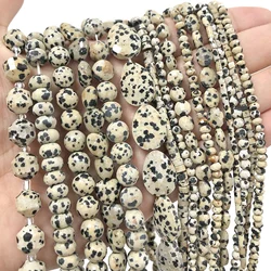 34 Types Yellow Dalmatians Jasper Bead Natural Stone Round Cube Faceted Rondelle Loose Beads for Jewelry Making Charms Bracelets