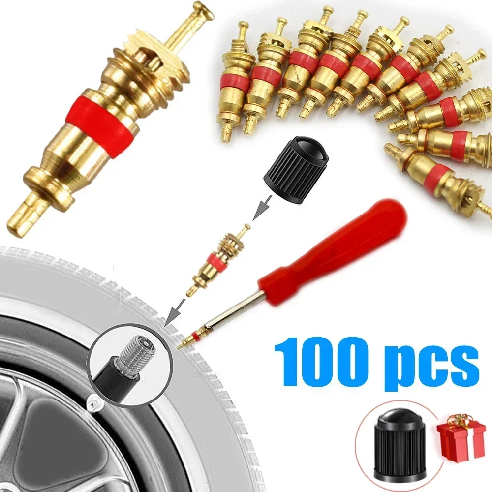 

1/100PC Car Tire Valve Core Tool Set Plastic Handle Removal Tools Wrench Screwdriver Wrench Core Tire Repair Hand Tool for Car