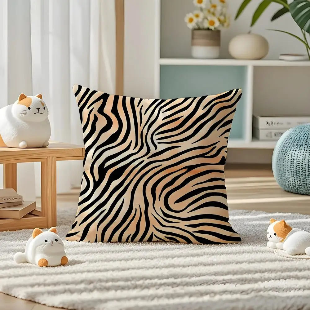 Tiger Stripes Cushion Cover Pillow Case Plush Fabric Soft Double Sided Print Home Sofa High Quality Cushion