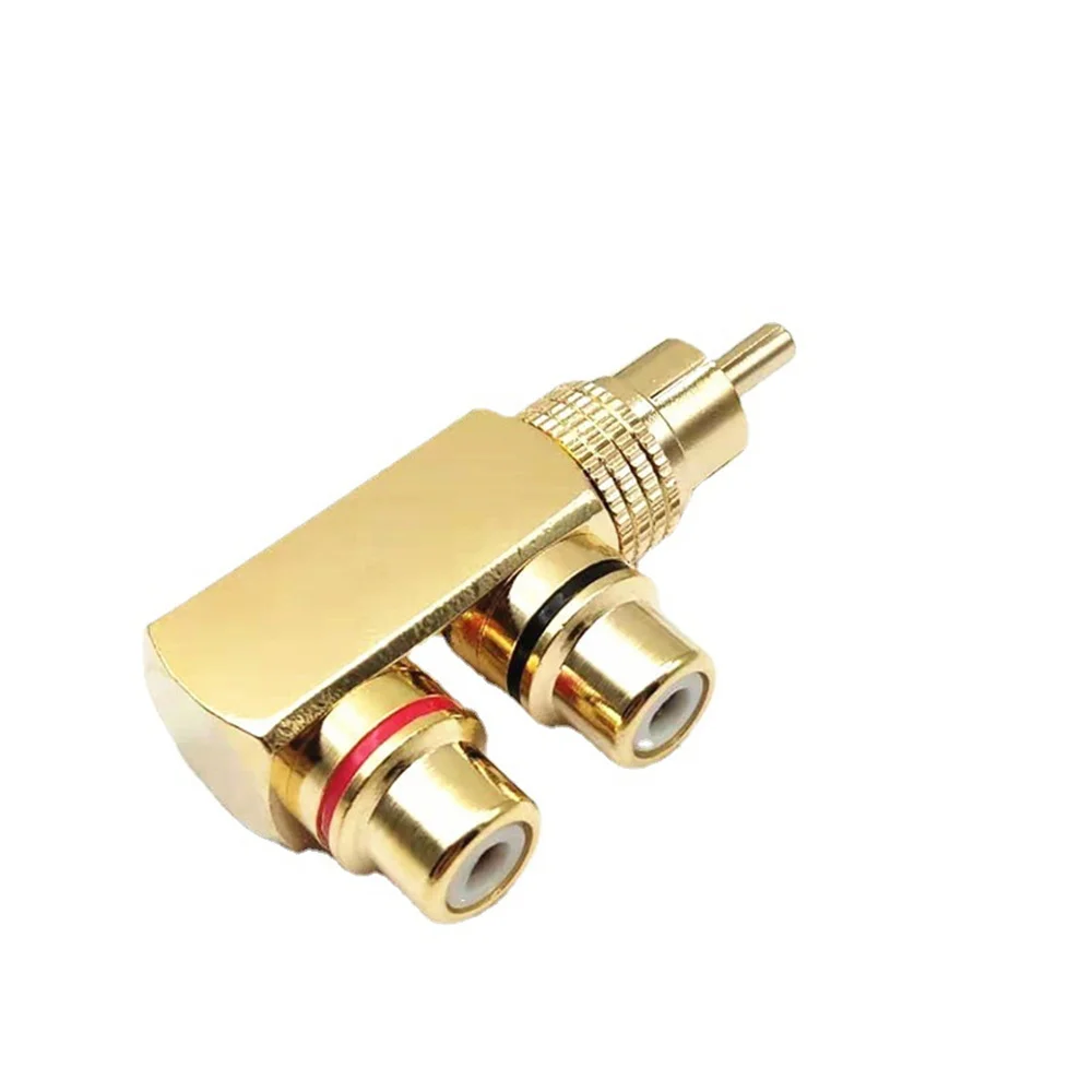 Musical Sound 1/6/12/30Pcs RCA Male to 2 RCA Female AV Splitter Adapter Gold Plated Connector Right Angle RCA Splitter Adapter