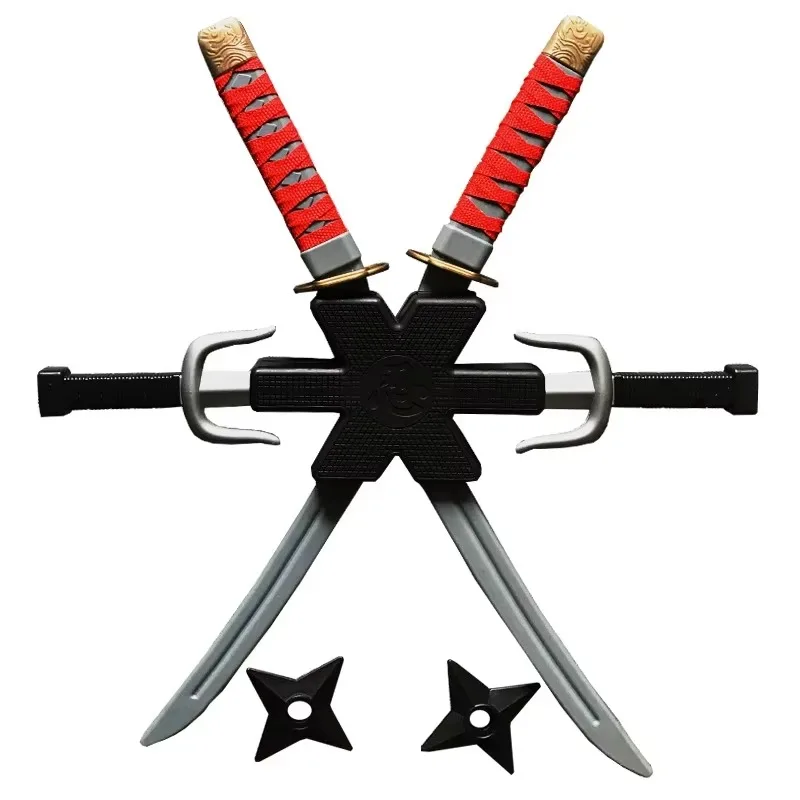 56cm Halloween Samurai Ninja Plastikowe Retro Długie Sztylety Nóż 7 Sztuk w Zestawie Deadpool Cos Podwójny Miecz Lalki Cosplay Zabawka Prezent