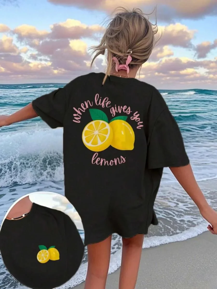 

Вдохновляющий слоган «When Life Gives You Lemons», дизайнерский бренд из чистого хлопка, уличная одежда с принтом, Новое поступление, универсальная футболка S-4XL