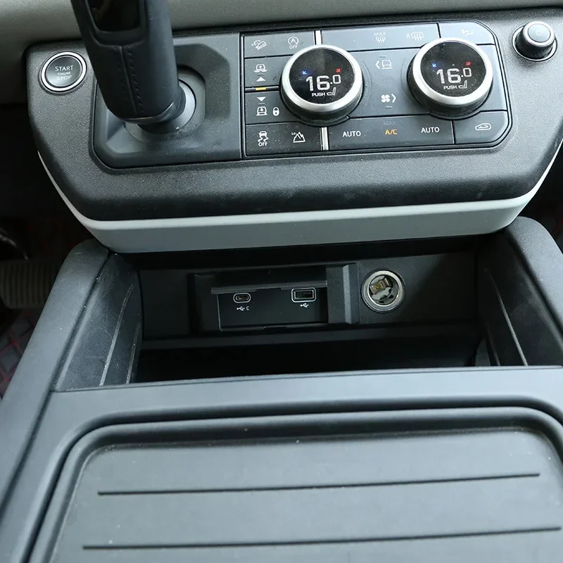 

ABS Black Car Center Console Charging Port USB Protection Cover For Land Rover Defend 90 110 130 20-24 Interior Car Accessories