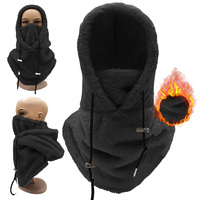 Winter Cycling Hat Scarf Set Integrated Fleece Lined Windproof Thermal Beanie Neck Warmer For Hiking Outdoor Cold Weather