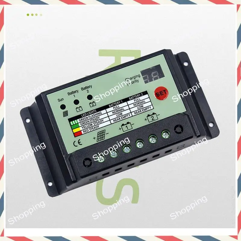 

M20K Dual Battery Solar Charge Controller Regulator Charger PWM 12V 24V (10A) 1 Piece