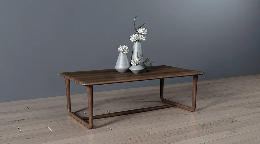 A  High-end light luxury flat coffee table Nordic modern black walnut log villa light luxury solid wood coffee table
