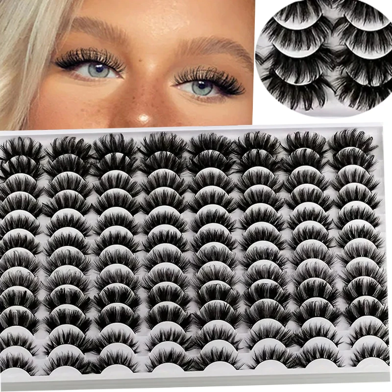 48 pairs of mixed false eyelashes in 6 styles, with fluffy and curly eye-catching thick 8D strip false eyelashes