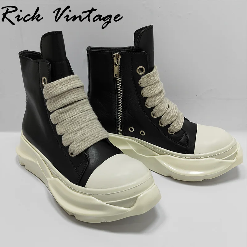 Rick Vintage Original Sneakers Thick Sole Jumbo Shoeslace High Top Women\'s Sports Shoes Real Leather Male Platform Trainer