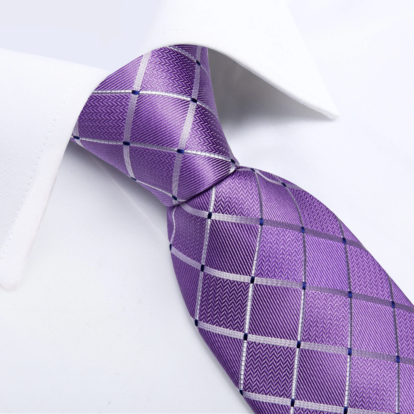 Purple Color Mens Ties Hanky Cufflinks Set Wedding Ties For Men  Business Formal Necktie Set For Men Dropshipping DiBanGu
