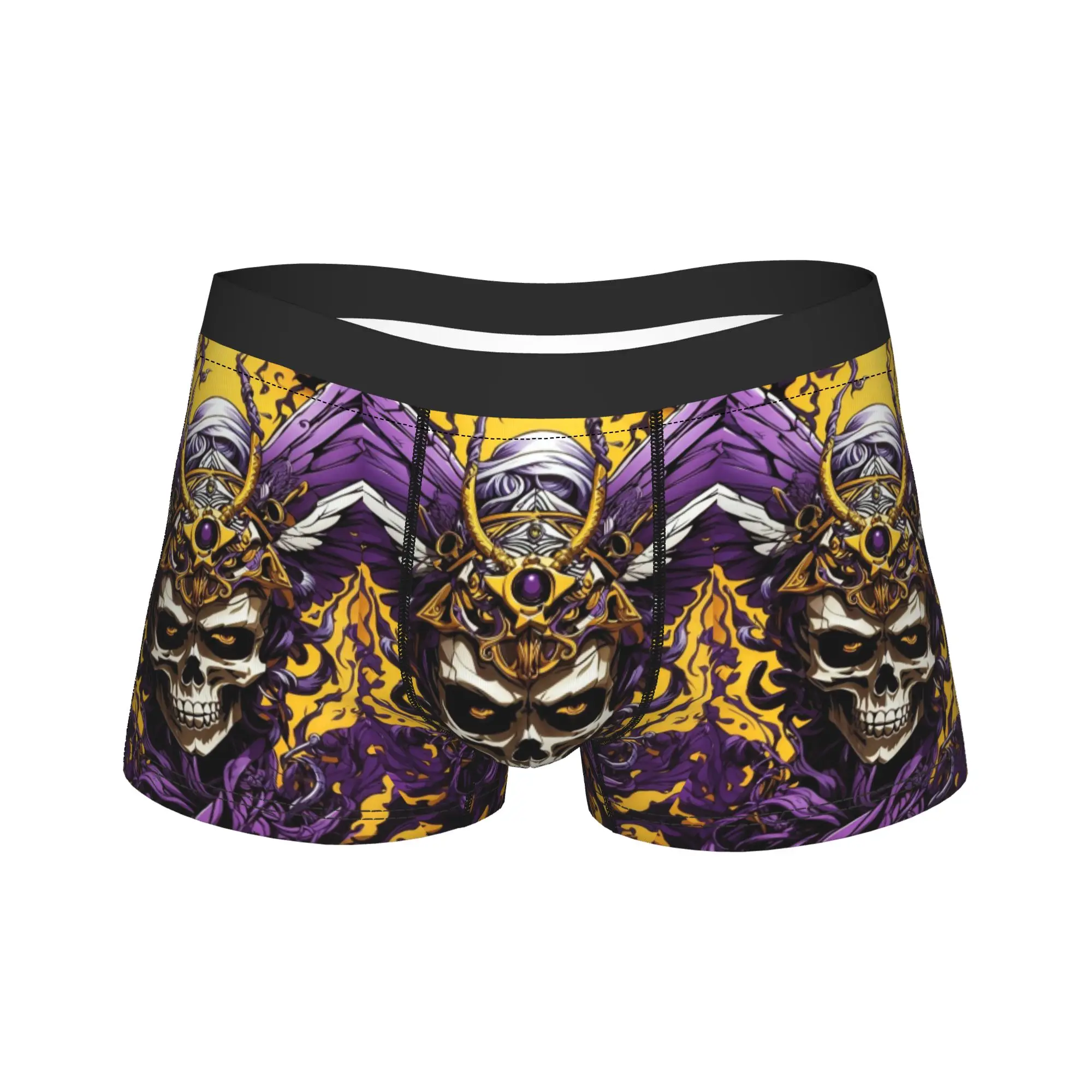 Purple Samurai Demon Underwear  Males Underpants Custom DIY Breathable Boxer Shorts High Quality Shorts Briefs Plus Size 2XL