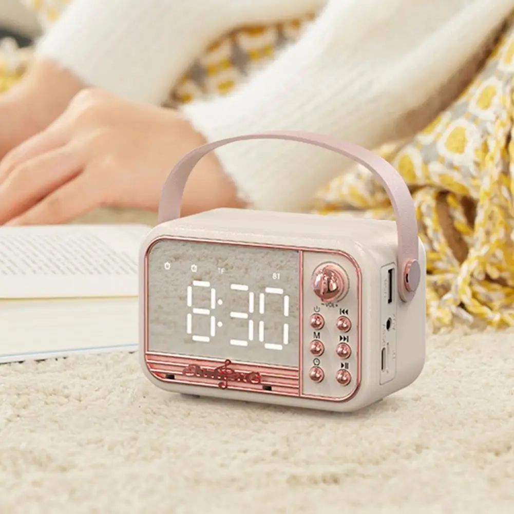 Alarm Clock Bluetooth Speaker 3D Sound Balance Diffusion Vintage Call Retro Handheld Type Alarm Clock Speaker