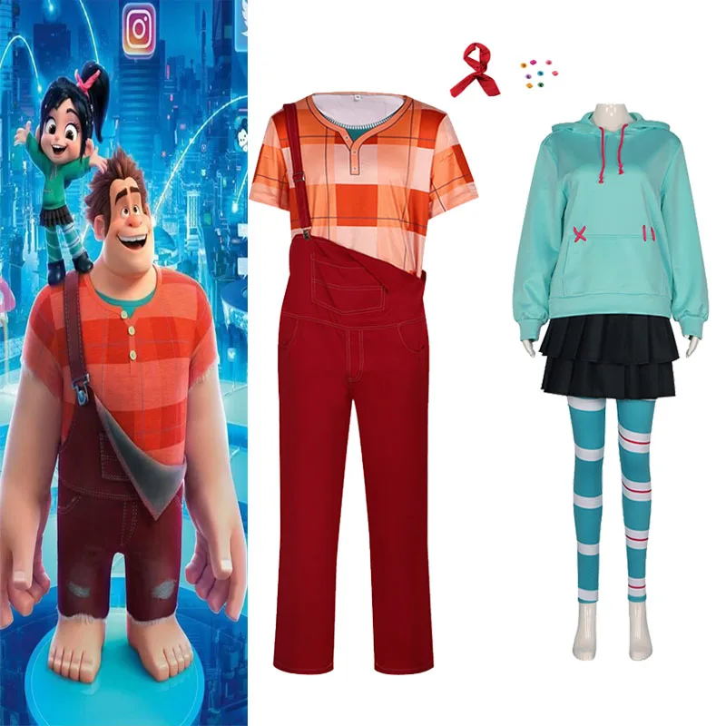 Anime Vanellope von Cos Schweetz Cosplay Costume Wreck It Cos Ralph Suit Pants Halloween Outfits Clothes for Women Men Party