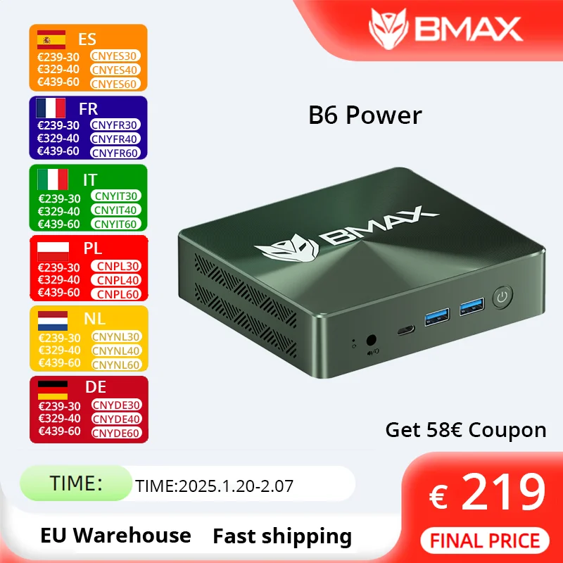 Bmax Mini Pc B6power Intel Core I7-1060NG7 Windows 11 16Gb Ram 1Tb Nvme Ssd Nvme _ 2280X2 Hdmi Usb