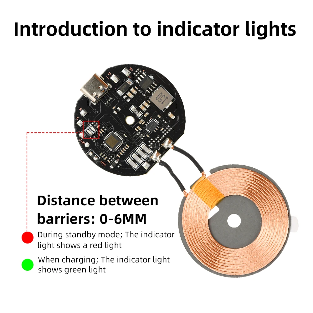 Transmitter Module Coil Circuit Board 5W/10W/15W/20W Type-c 5V/9V/12V/24V/QC/PD Fast Charging Wireless Charger Module PCBA DIY