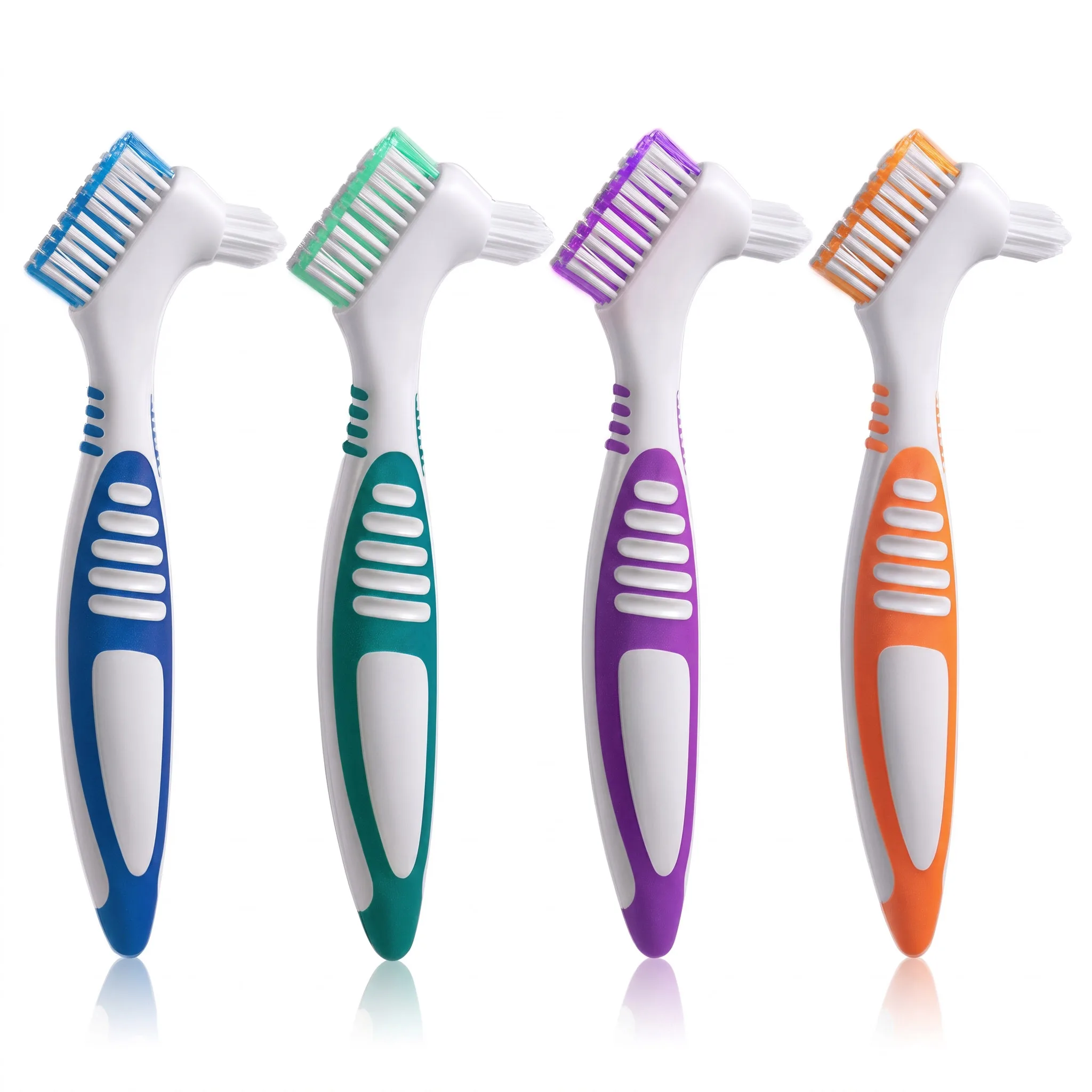 Soft Denture Brush Double Sided Nylon Bristle Reusable for False Teeth Dental Bridge Oral Care