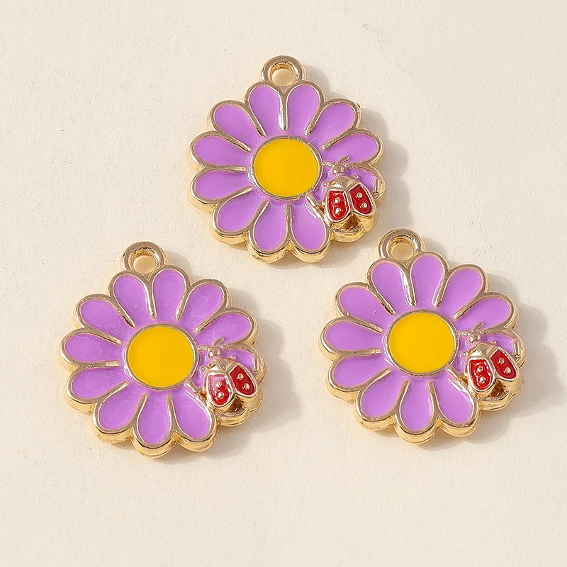 20 Stück modische, farbenfrohe Emaille-Blumen-Anhänger für die Schmuckherstellung, geeignet für Ohrringe, Halsketten, Armbänder und DIY-Bastelarbeiten. – Detail 6