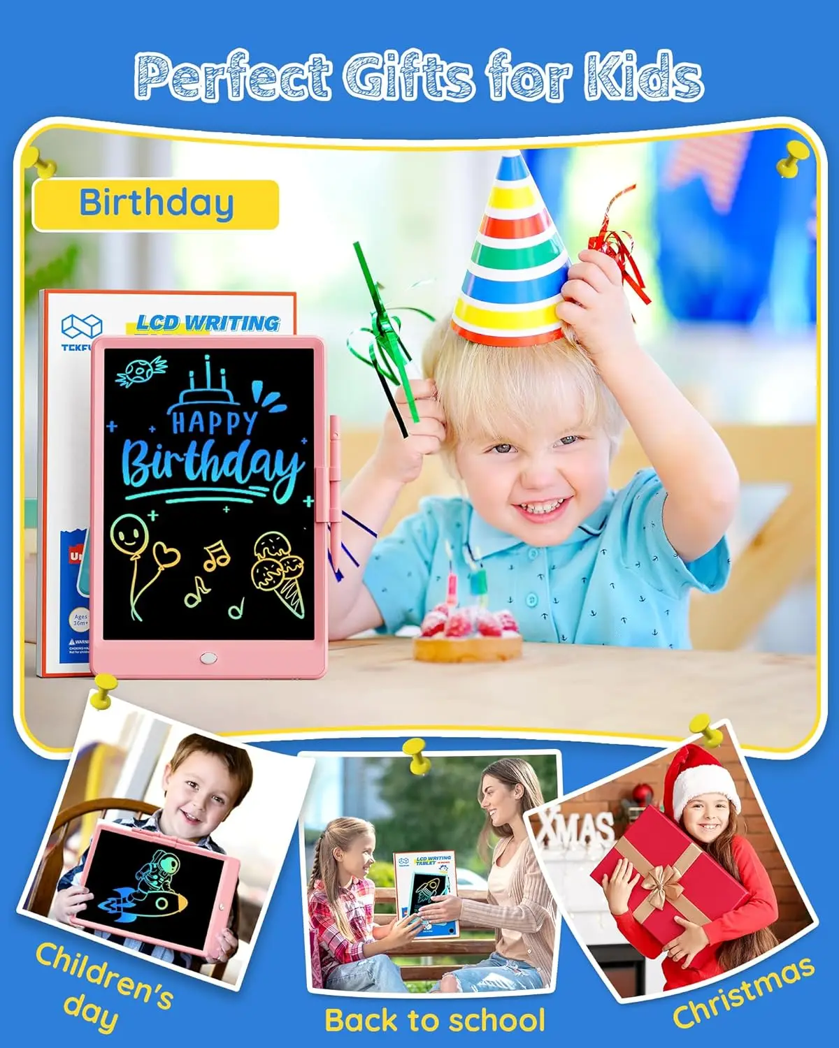 LCD-schrijftablet Doodle Board, 8,5 inch kleurrijk tekentablet schrijfblok, uitwisbaar Doodle Pad peuter reisspeelgoed