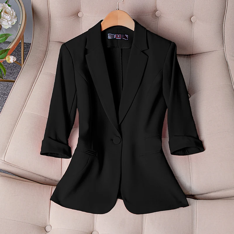 Spring Summer Women Blazers Jackets Coat for Ladies Office Work Wear Career Interview Professional Female Outwear Tops