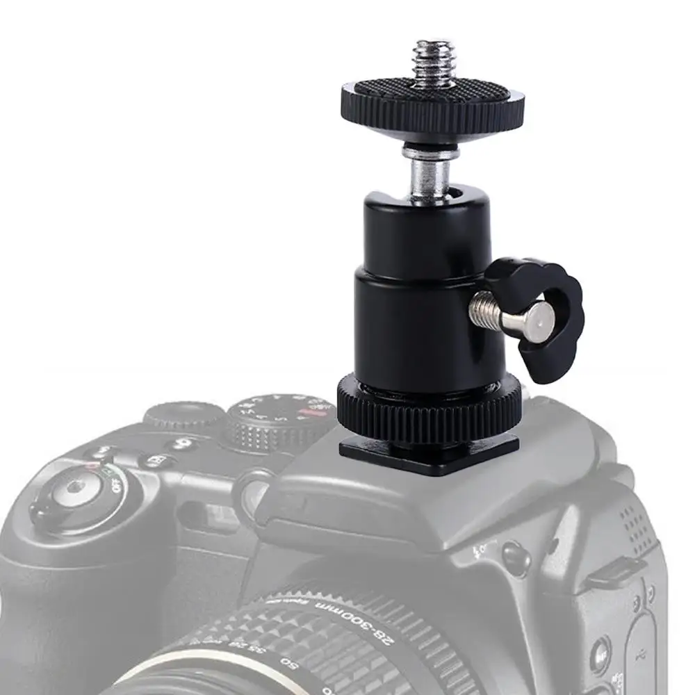 Mini videocamera DSLR 1/4 "vite treppiede in alluminio da 360 gradi supporto per testa a sfera treppiede per fotocamera staffa per flash con testa a sfera