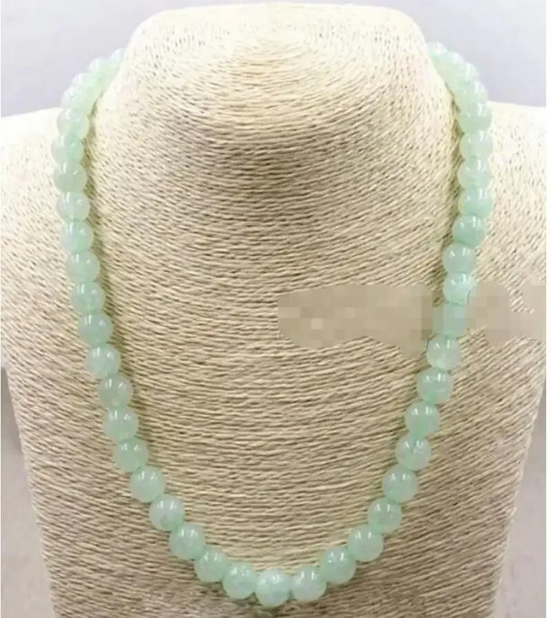 

Fashion jewelry 100% Natural 10mm Light Green JADE Round Beads Necklace 18"inch