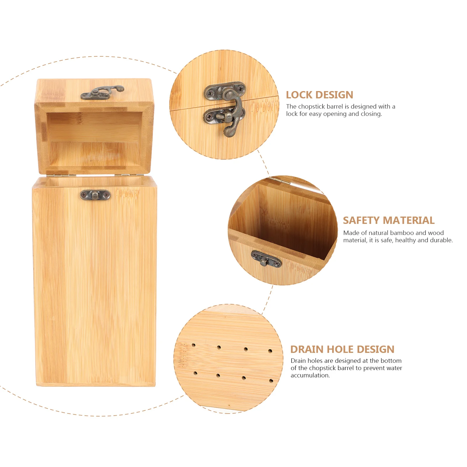 

Bamboo Cutlery Organizer Countertop Utensil Holder Kitchen Storage Box Chopstick Drain Case Multi-Function Tableware