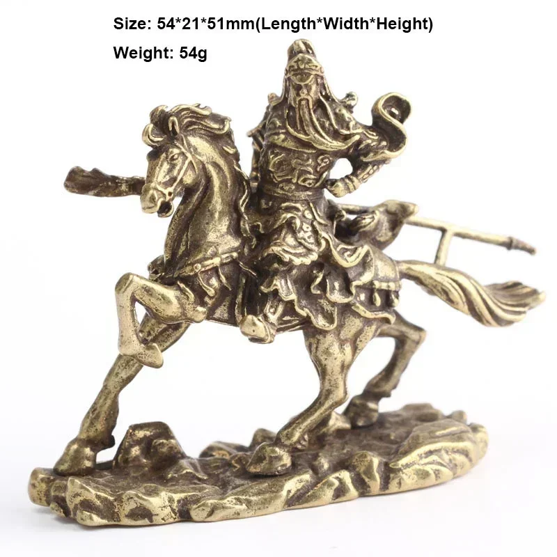 Creative Brass Chinese God of Wealth Riding Horse Guan Gong Statue Home Decoration Accessories Office Desk Decor Ornaments