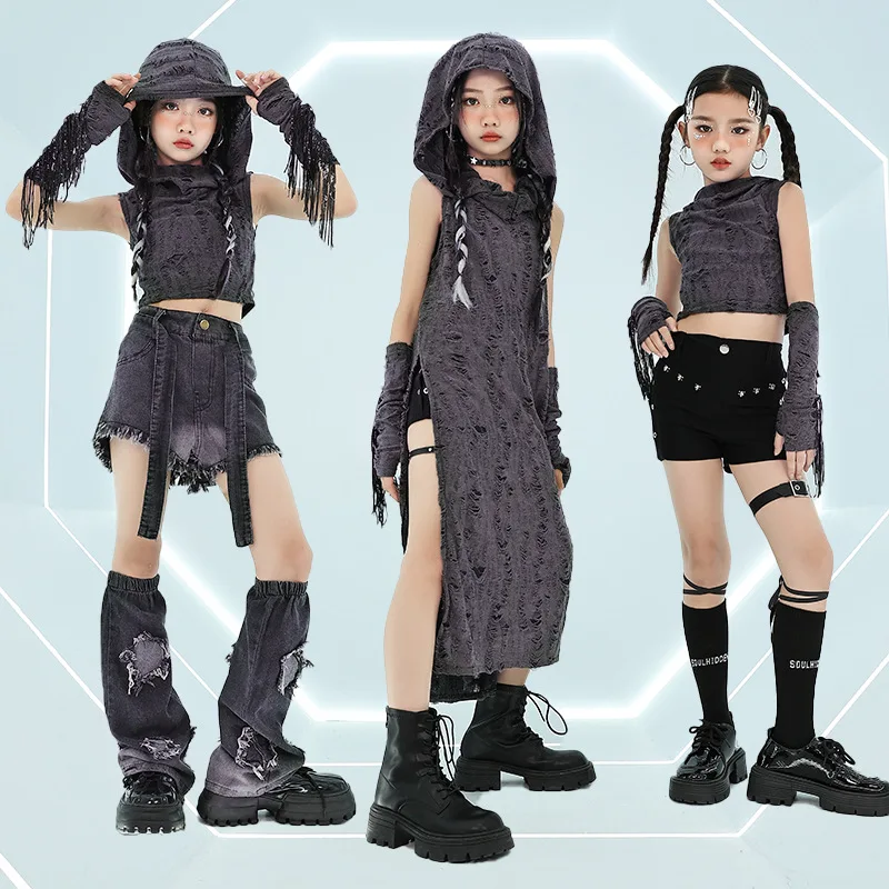 2024 Girls Jazz Dance Street Dance Costumes  Girl Summer Jazz Catwalk  Hip Hop Shirt For Girls  Hip Hop Girl Set