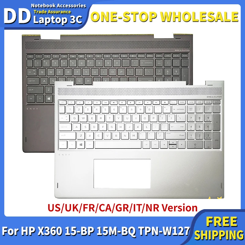 

Original US/UK/FR/CA/GR/IT/NR Keyboard for HP X360 15-BP 15M-BQ TPN-W127 Palmrest Upper Case Top Cover 924353-001 934640-001