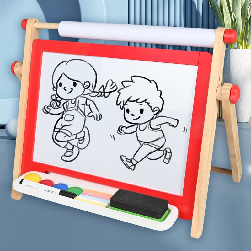 Art and Creation Children's Drawing Set Magnetic Wooden Retro Board Game Funny Graffiti Home Writing Board Artistic Imagination