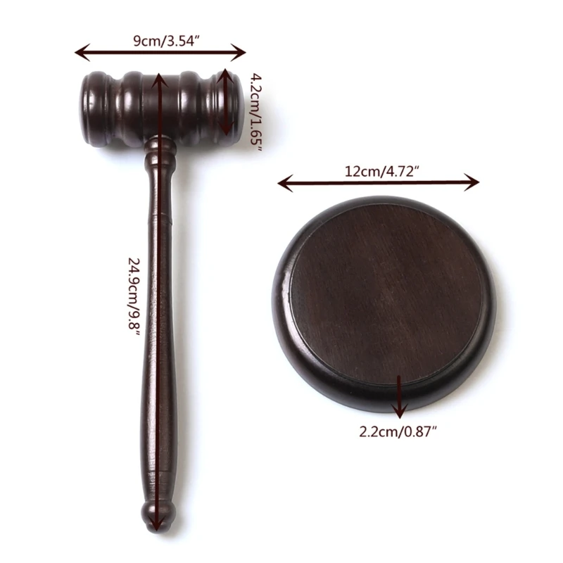 Gavel Block Set Handcrafted Vintage Finish Wood Round Hammer Sound for Judge Lawyer Meeting Auction Sales for Kids Toys