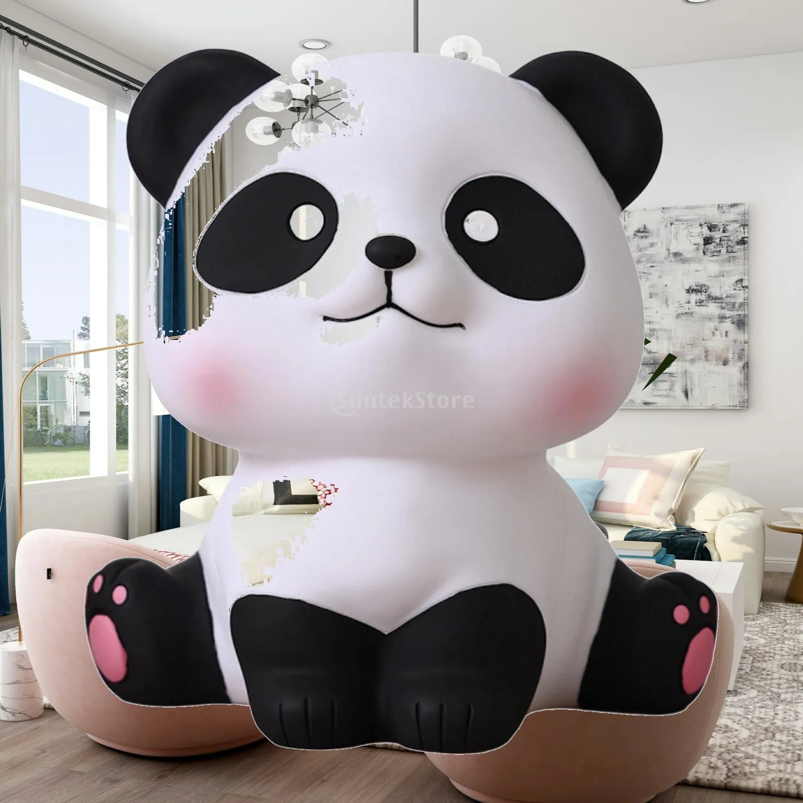 Adorable Panda Figurine Vinyl Money Bank Large Capacity Coin Saver Jar for Home Decoration