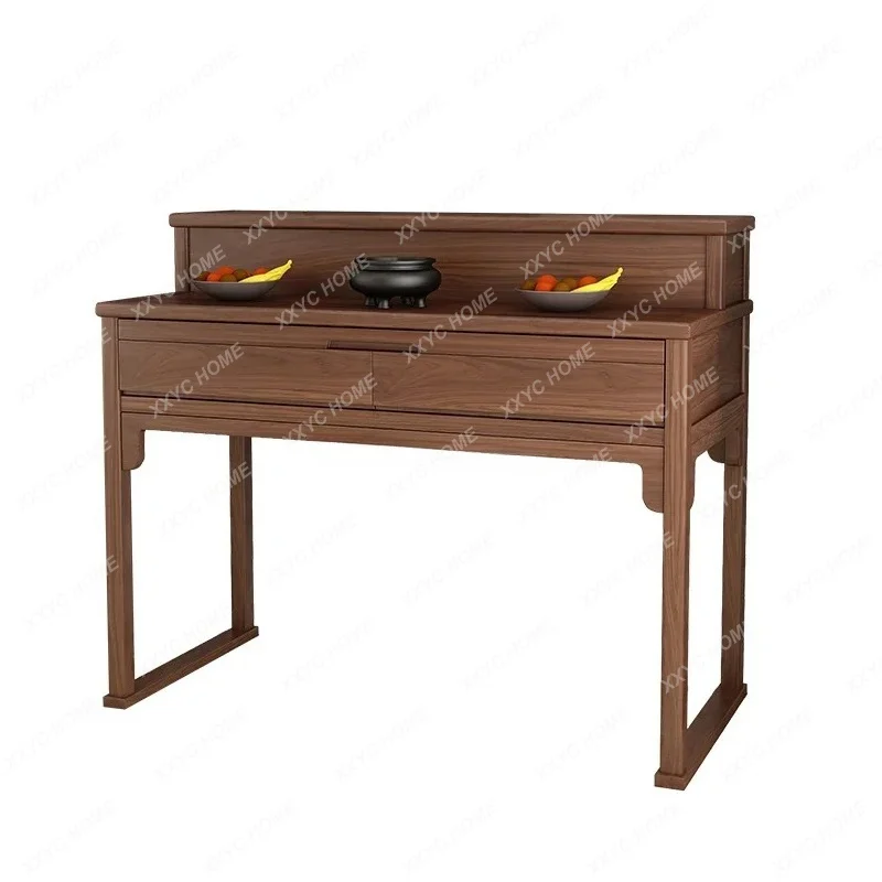 L Walnut Living Room Incense Table New Chinese Style Solid Wood Offering Table Incense Case for Home Use