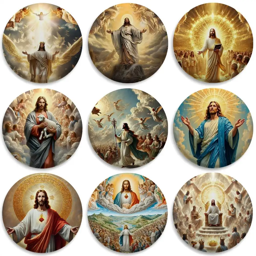 

Jesus Christian Cool Badges Round Exquisite Badge Brooches Creative Pins For Clothes Hat Backpack Gift Accessories