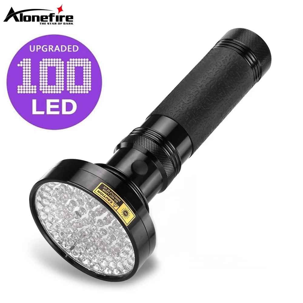 Lanterna UV Tocha Ultravioleta, Pet Urina Vazamento, Cura Dinheiro, Minério Mancha, Tinta Invisível, Scorpion Marcador Detecção, 100LED, 395nm